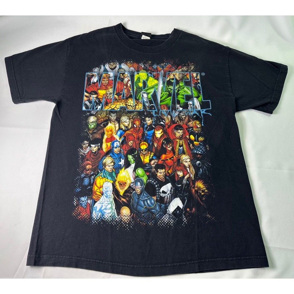 Marvel Comics Graphic T-Shirt‎ Men's Large All Characters Mad Engine Black